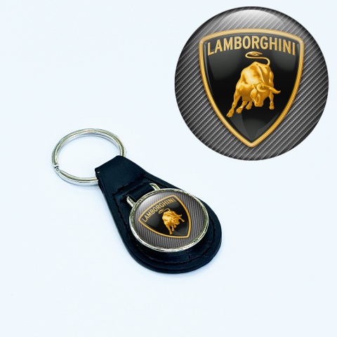 Lamborghini Schlusselbund aus Leder Kohlenstoff Basis Klassisch Logo