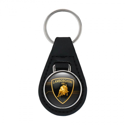 Lamborghini Key Fob Leather Black Yellow Futuristic Design