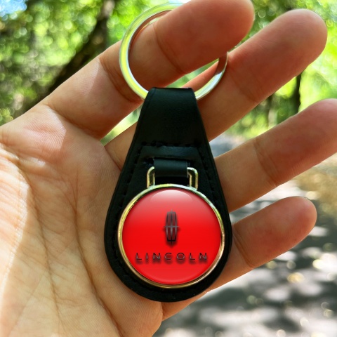 Lincoln Key Fob Leather Red Graphite Classic Logo
