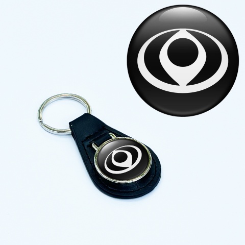 Mazda Keychain Leather Black White Circle Design