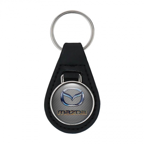 Mazda Key Fob Leather Light Carbon Metallic Logo