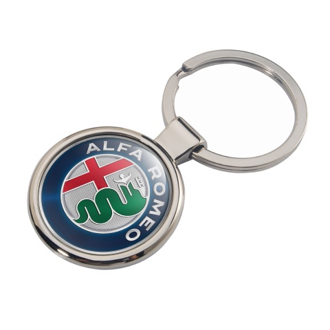 Alfa Romeo Key Holder Metal Navy Blue Silver Emblem Color Edition