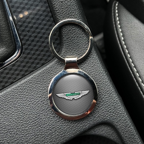 Aston Martin Schlusselanhanger aus Stahl Carbon Weiss Design