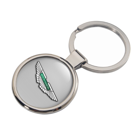 Aston Martin Autoschlusselanhanger aus Metall Grau Basiss Mit Weiss Logo