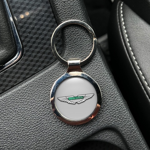 Aston Martin Autoschlusselanhanger aus Metall Grau Basiss Mit Weiss Logo