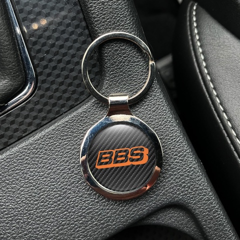 BBS Keychain Metal Dark Carbon Orange Logo Model