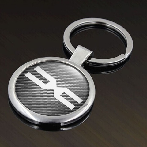 Dacia Metal Key Ring Dark Carbon White Logo Design