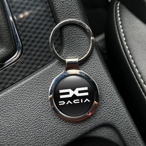 Dacia Metal Key Ring Black White Logo Edition