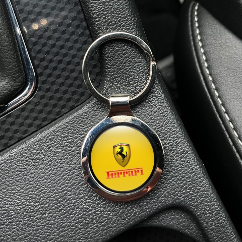 Ferrari Metal Key Ring Black Yellow Gold Logo Design