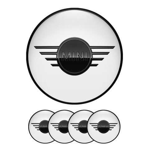 Mini Cooper Domed Stickers Wheel Center Cap White and Black