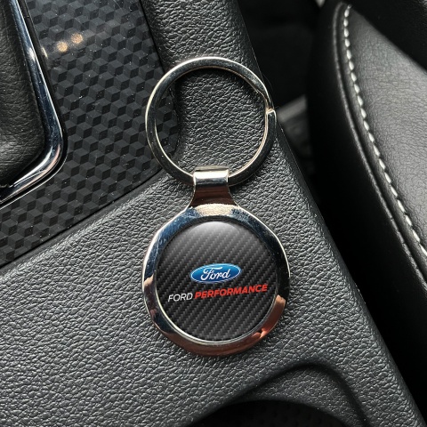 Ford Performance Key Fob Metal Dark Carbon Blue Logo Design