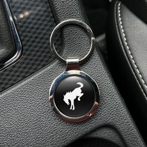 Ford Bronco Key Holder Metal Black White Clean Logo Design