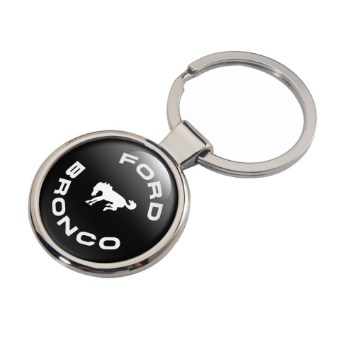 Ford Bronco Key Fob Metal Black White Logo Style