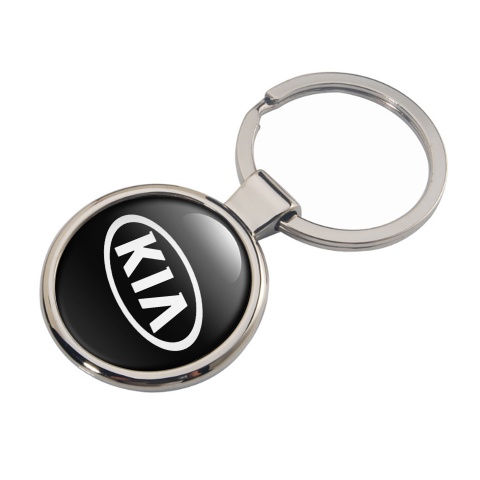Kia Metal Key Ring Black White Classic Oval Logo 