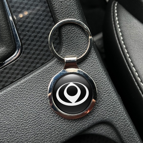 Mazda Key Holder Metal Black White Circle Emblem Design