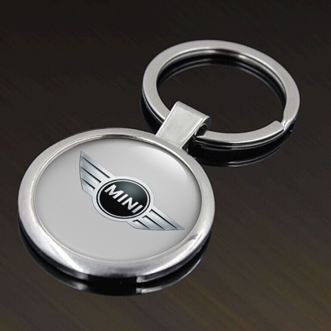 Mini Cooper Metal Key Ring Light Grey Metallic Silver Tint Edition