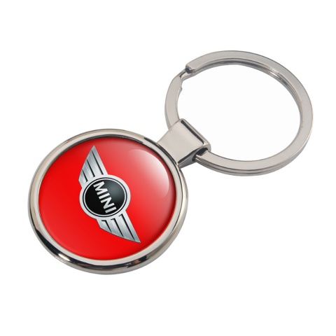 Mini Cooper Key Fob Metal Red Metallic Silver Tint Logo Edition
