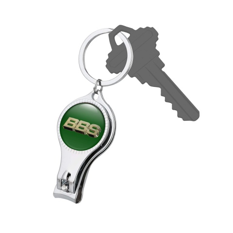 BBS Keyring Holder Domed Emblem Nail Clipper Chain Apple Green Golden Gradient Edition
