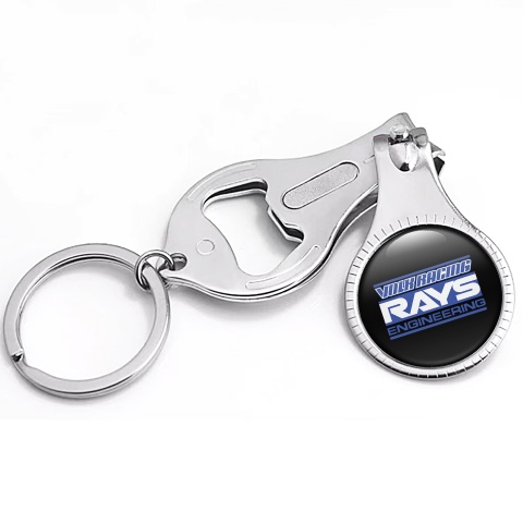 Rays Racing Keychain Fingernail Trimmer Black Navy Blue Logo Design