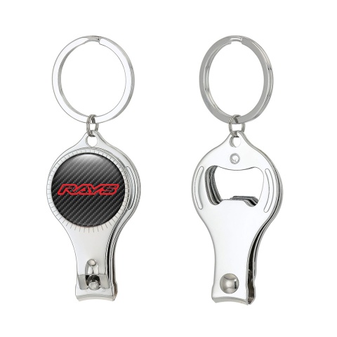 Rays Key Fob Fingernail Clipper Dark Carbon Red Outline Edition