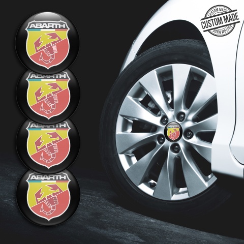 Fiat Abarth Wheel Emblems Black Color Shield Logo