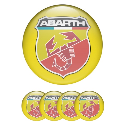 Fiat Abarth Wheel Emblems Yellow Red Shield Design
