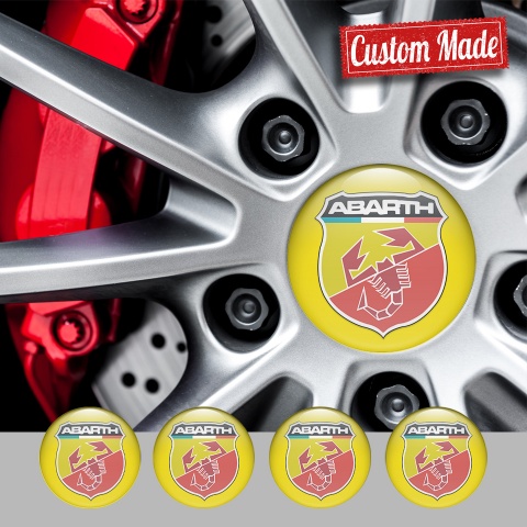 Fiat Abarth Wheel Emblems Yellow Red Shield Design