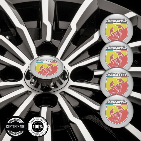 Fiat Abarth Wheel Stickers Dark Grey Color Emblem