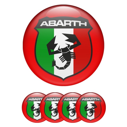 Fiat Abarth Wheel Stickers Red Italian Flag Design