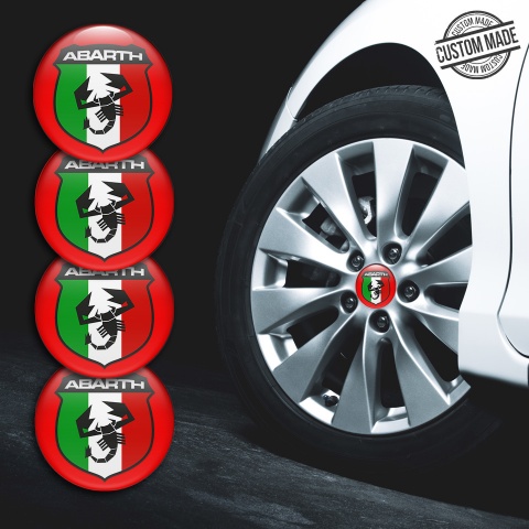 Fiat Abarth Wheel Stickers Red Italian Flag Design