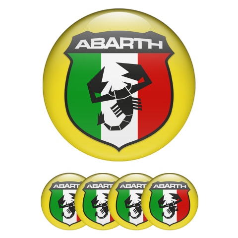 Fiat Abarth Wheel Emblems Yellow Italian Flag Design