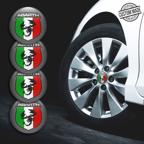 Fiat Abarth Wheel Stickers Carbon Italian Flag Design