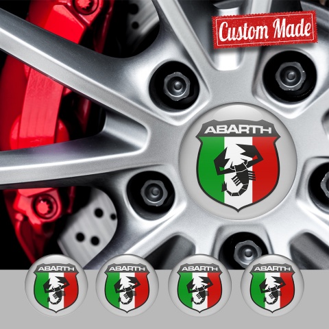 Fiat Abarth Wheel Emblem Dark Grey Italian Flag Shield