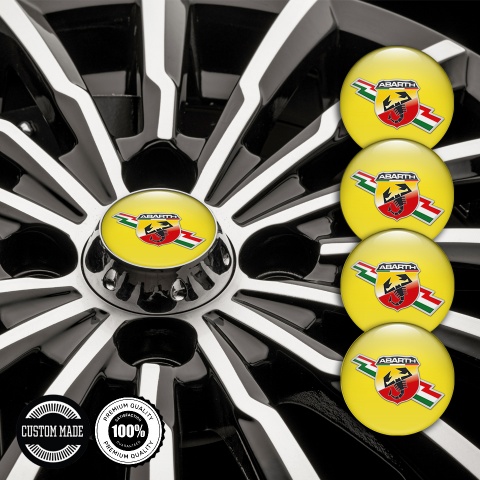 Fiat Abarth Wheel Emblems Yellow Lightning Logo