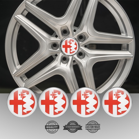 Alfa Romeo Wheel Stickers Light Grey Red Logo Edition