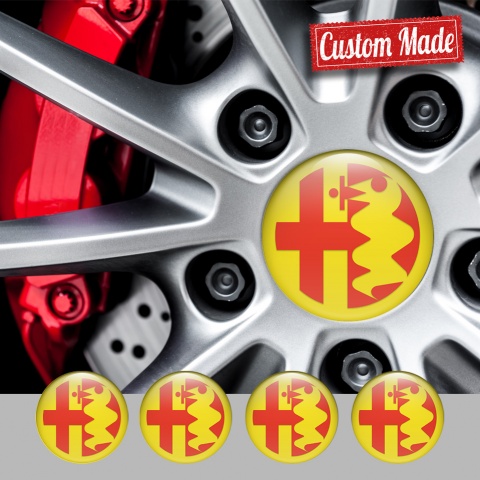 Alfa Romeo Wheel Emblems Yellow Red Edition