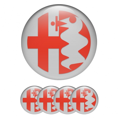 Alfa Romeo Domed Stickers Grey Red Logo Design