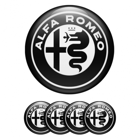 Alfa Romeo Wheel Emblems Classic Black White Design