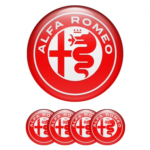 Alfa Romeo Center Caps Stickers Red White