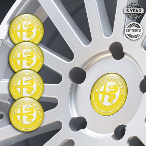 Alfa Romeo Wheel Emblems Yellow White Edition