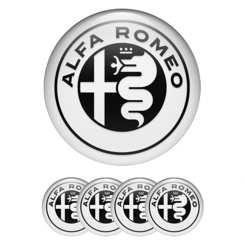 Alfa Romeo Wheel Center Caps Stickers Grey Black Logo