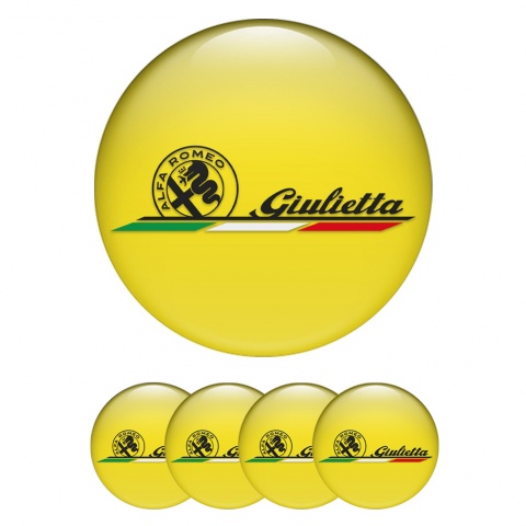 Alfa Romeo Giulietta Wheel Emblems Yellow Italian Flag Logo