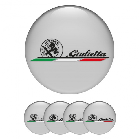 Alfa Romeo Giulietta Silicon Wheel Stickers Grey Italian Flag Logo