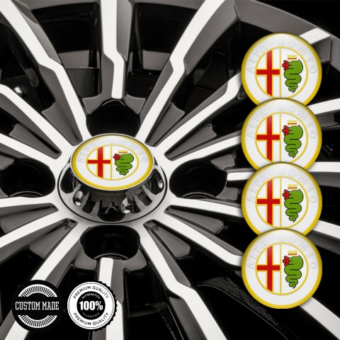 Alfa Romeo Wheel Emblems Light Grey Yellow Green Logo
