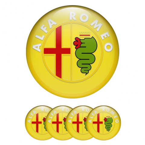 Alfa Romeo Wheel Emblems Bright Yellow Red Green Logo