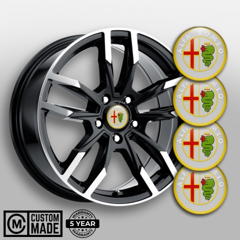 Alfa Romeo Wheel Emblems Grey Yellow Red Green Logo