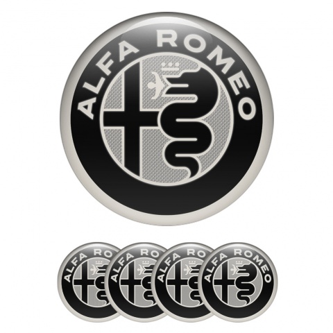 Alfa Romeo Silicone Stickers Black Silver Ring Classic Logo