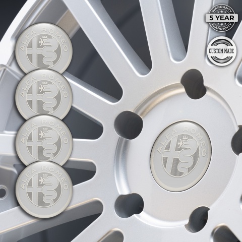 Alfa Romeo Wheel Emblems Grey Mesh Marble Logo Design