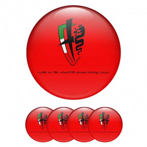 Alfa Romeo Wheel Emblems Red Black Italian Flag Edition