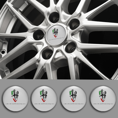 Alfa Romeo Wheel Emblems Grey Black Italian Flag Edition